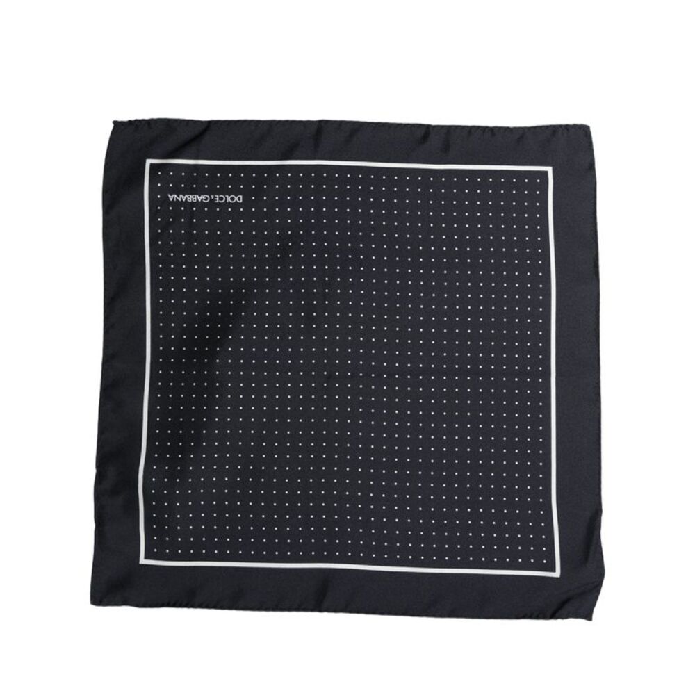 Dolce & Gabbana Blue Silk Polka Dot Handkerchief Pocket Men's Scarf